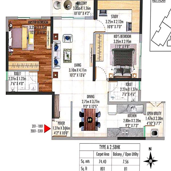 kolte-patil-lakeside-24-2.5 BHK-floor plan